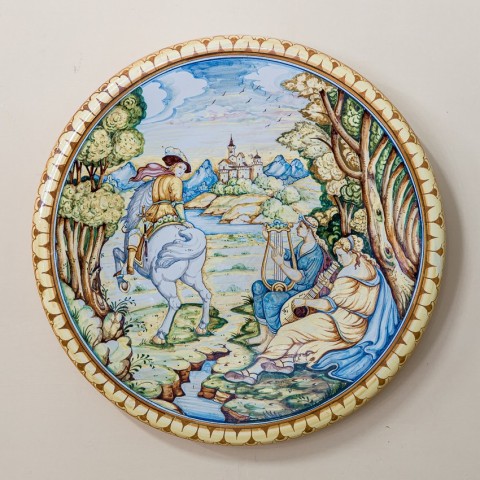 Colorful Enameled Knight's Plate in Ceramic